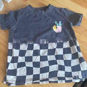 Rags to Raches Navy Checkered Tee with Peace Sign